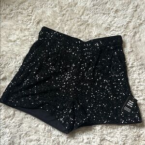 Glitter beaded black shorts